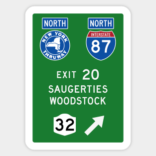 New York Thruway Northbound Exit 20: Saugerties Woodstock Catskills Sticker